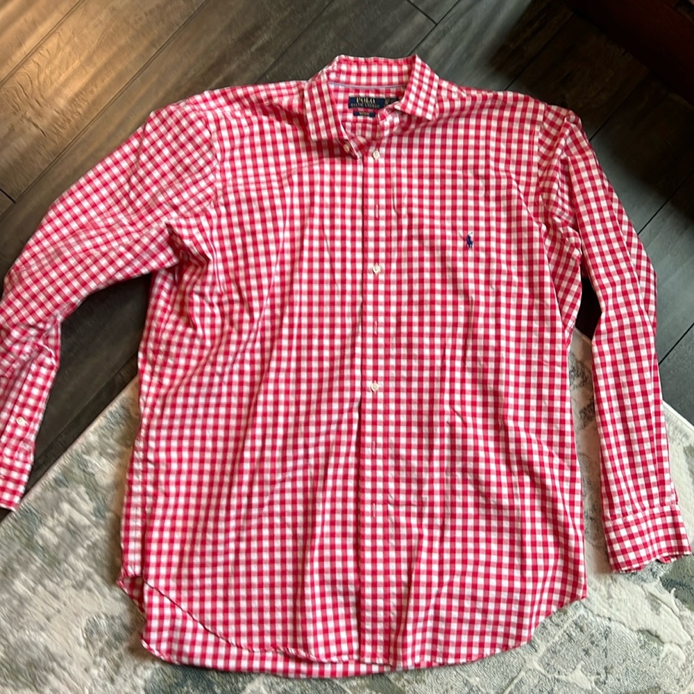 Polo Ralph Lauren Classic Fit Gingham Oxford Shirt - Red and White, XLT